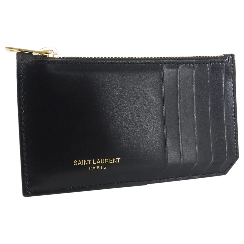 Saint Laurent Black leather ‘fragments’ Card Wallet